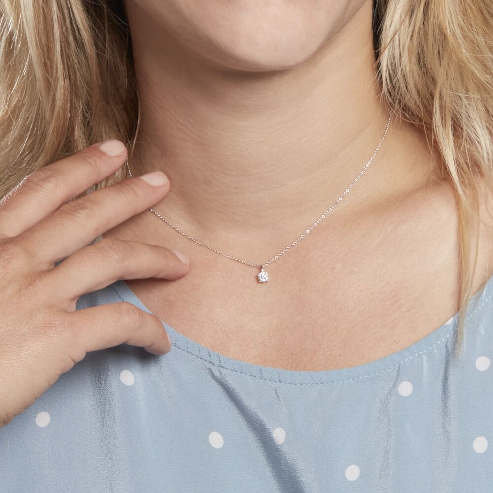 Collier Alexandra Or Blanc Diamant - Colliers solitaires Femme | Marc Orian