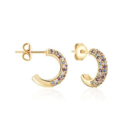 Créoles Plaqué Or Jaune Julitta Topazes Oxydes De Zirconium - Boucles d'oreilles Créoles Femme | Marc Orian