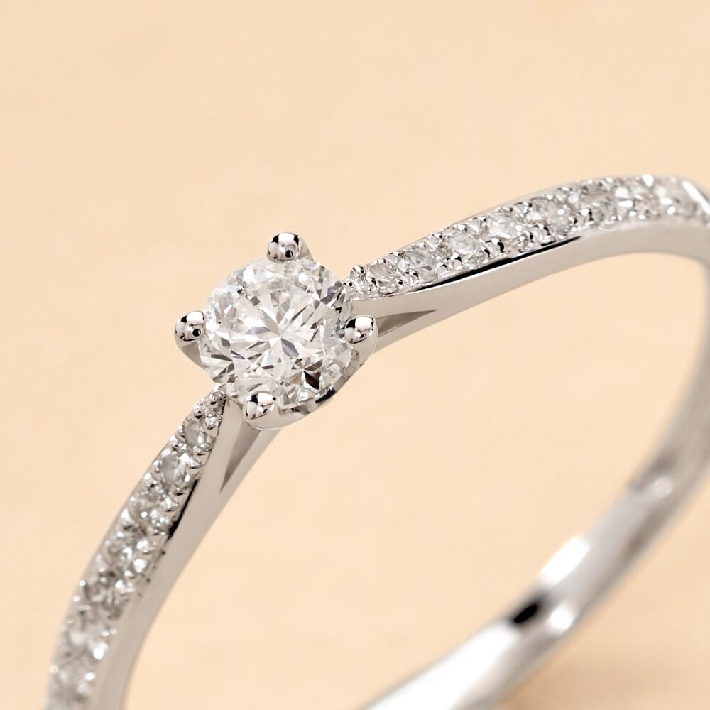 Bague Solitaire Hemera Or Blanc Diamant - Parures de mariage Femme | Marc Orian