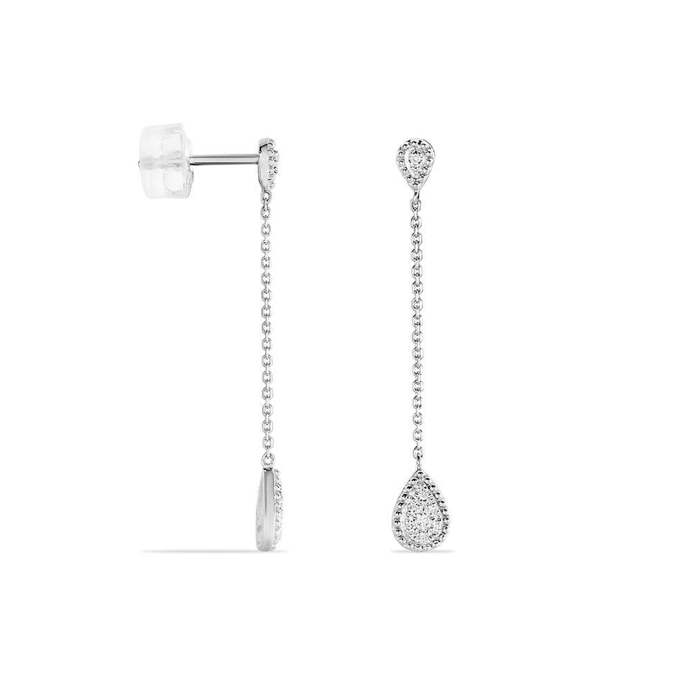 Boucles D'oreilles Pendantes Mariona Or Blanc Diamant -  Femme | Marc Orian