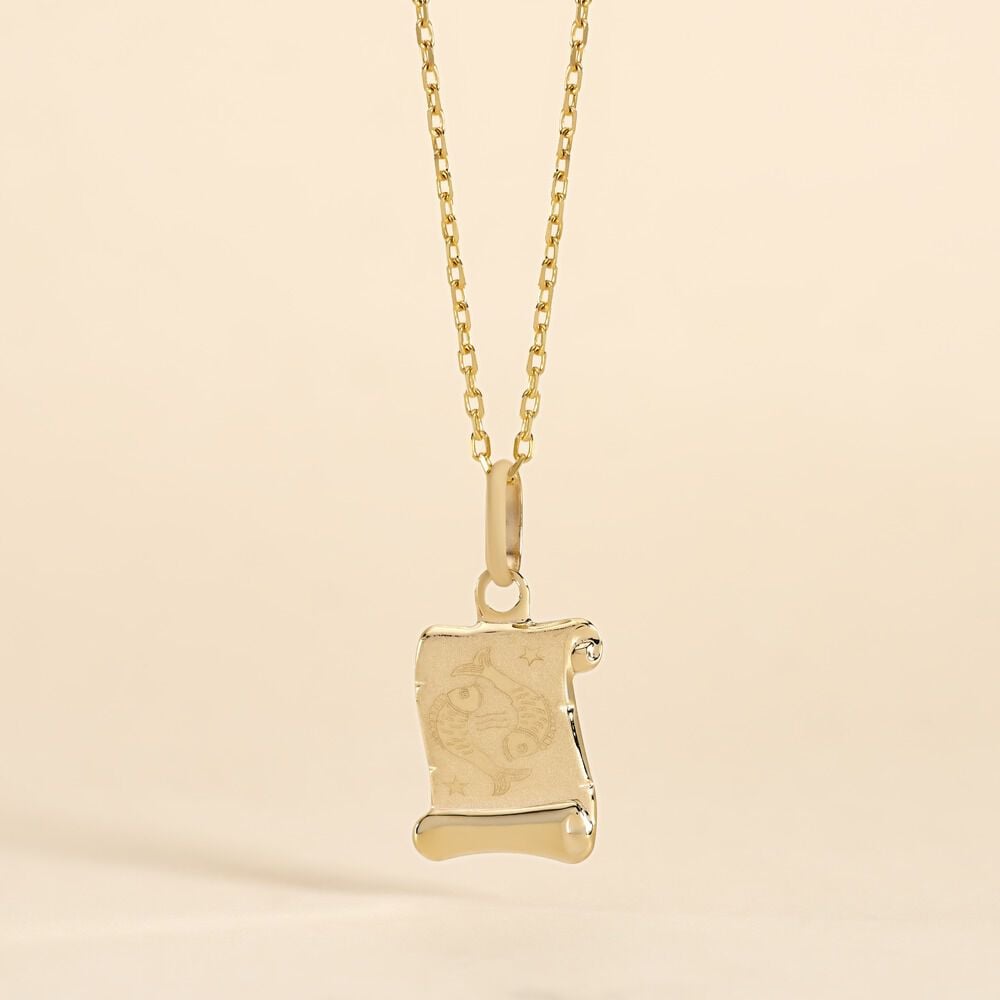 Pendentif Lamie Zodiaque Parchemin Or Jaune - Bijoux personnalis&eacute;s Famille | Marc Orian