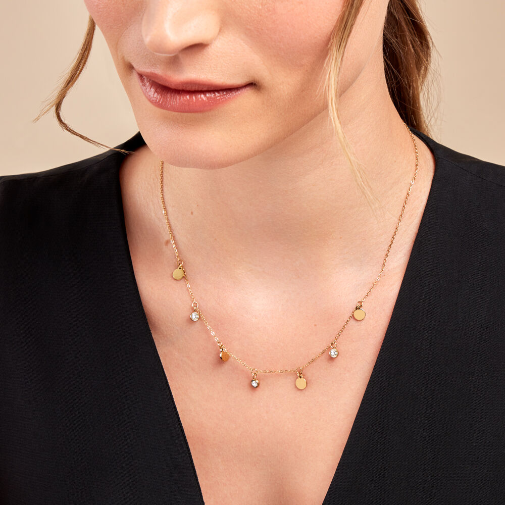 Collier Acier Doré Cristal - Colliers avec pierres Femme | Marc Orian