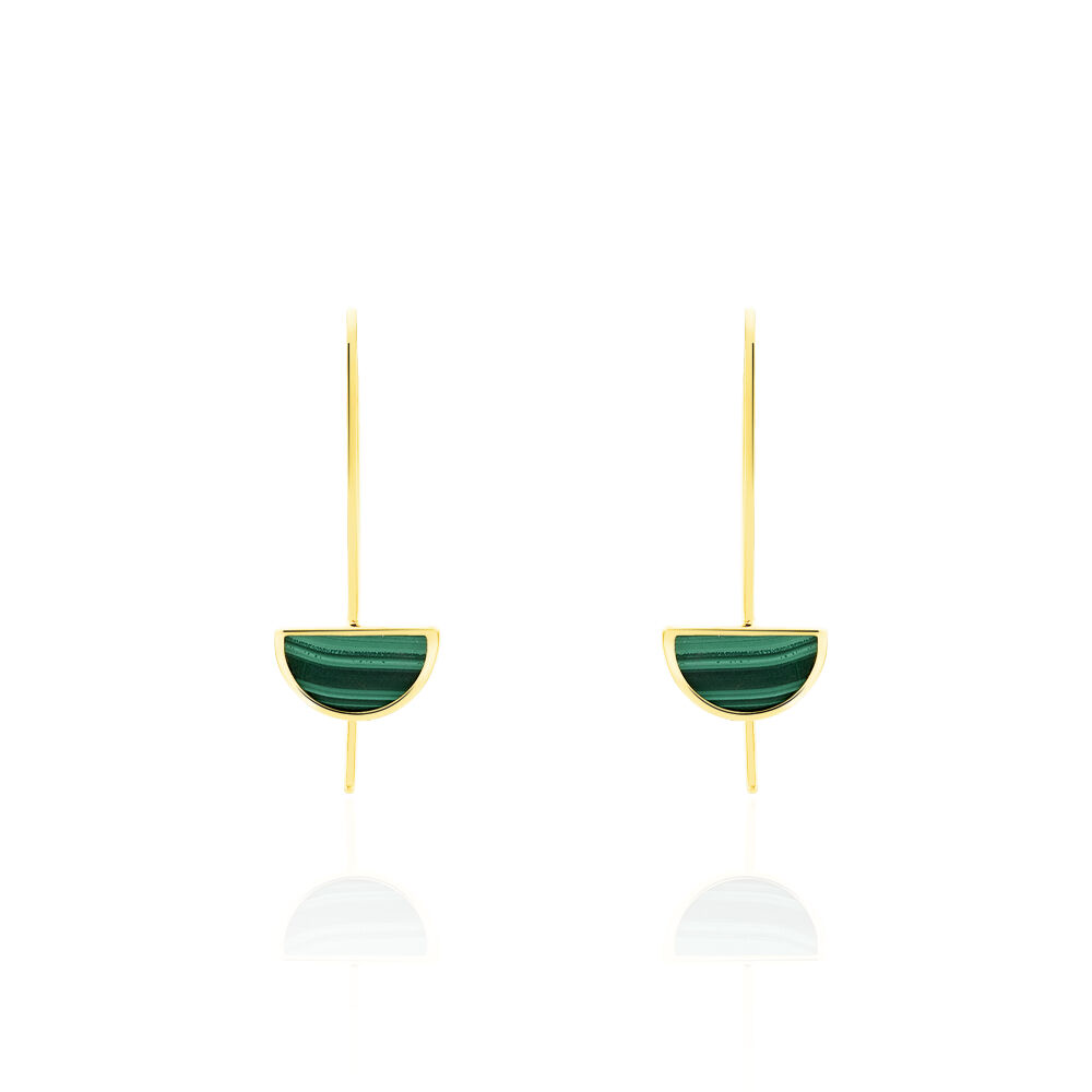 Boucles D'oreilles Pendantes Florica Or Jaune Malachite - Pendantes Femme | Marc Orian