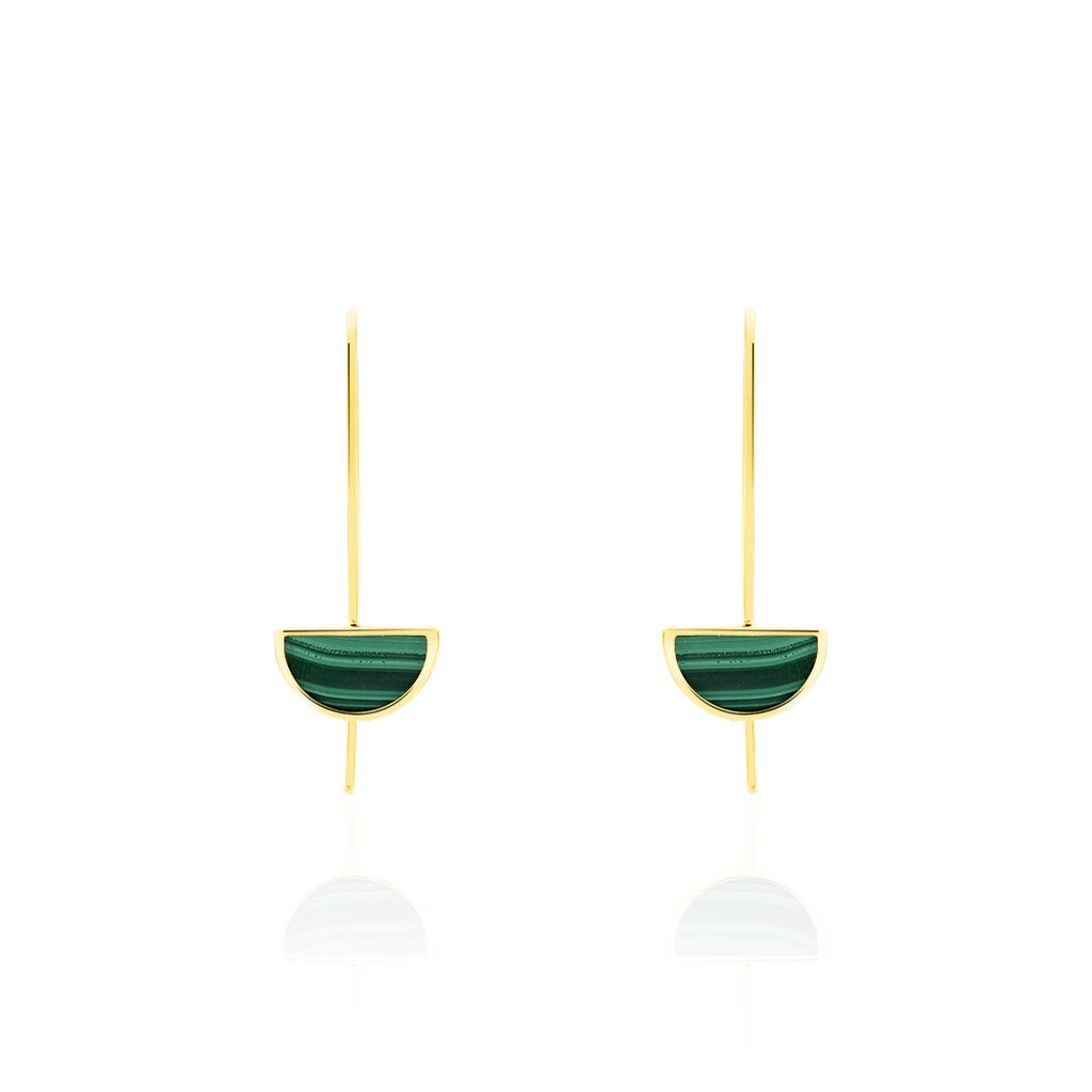 Boucles D'oreilles Pendantes Florica Or Jaune Malachite - Pendantes Femme | Marc Orian