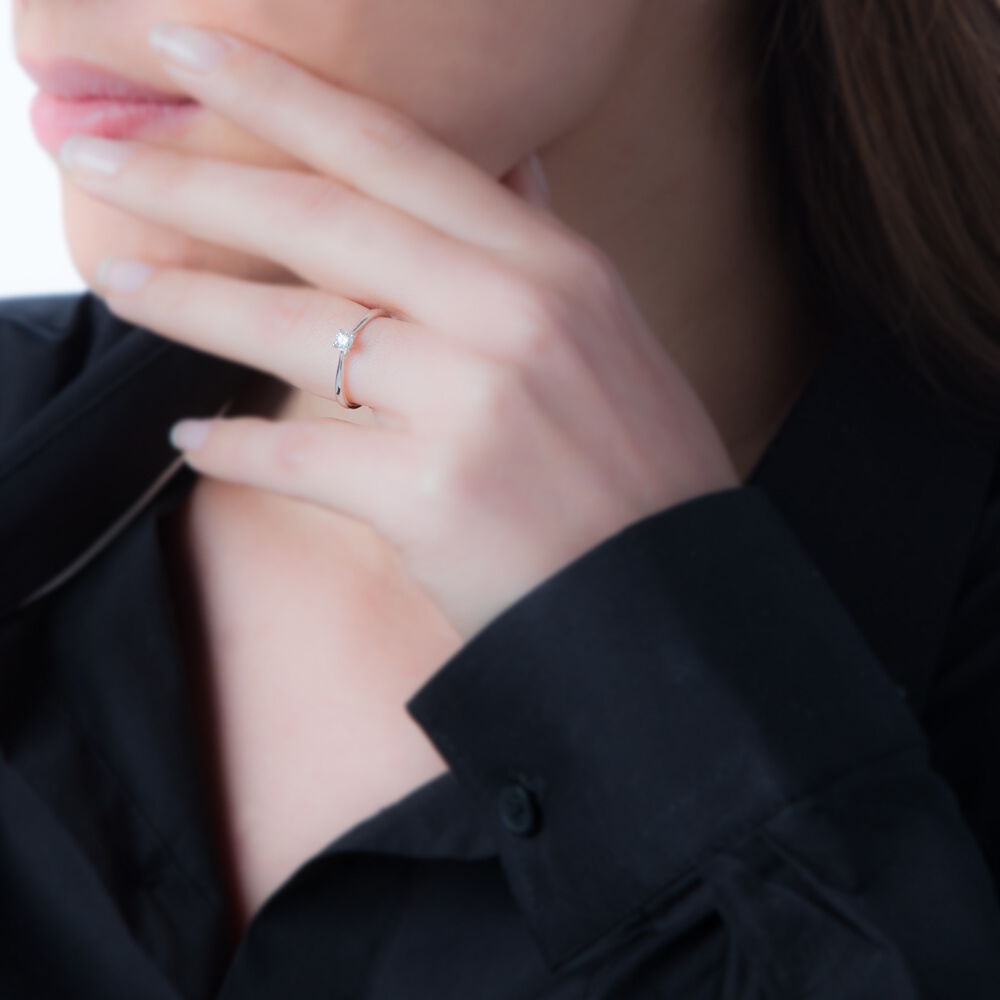 Bague Solitaire Or Blanc Diamant - Parures de mariage Femme | Marc Orian