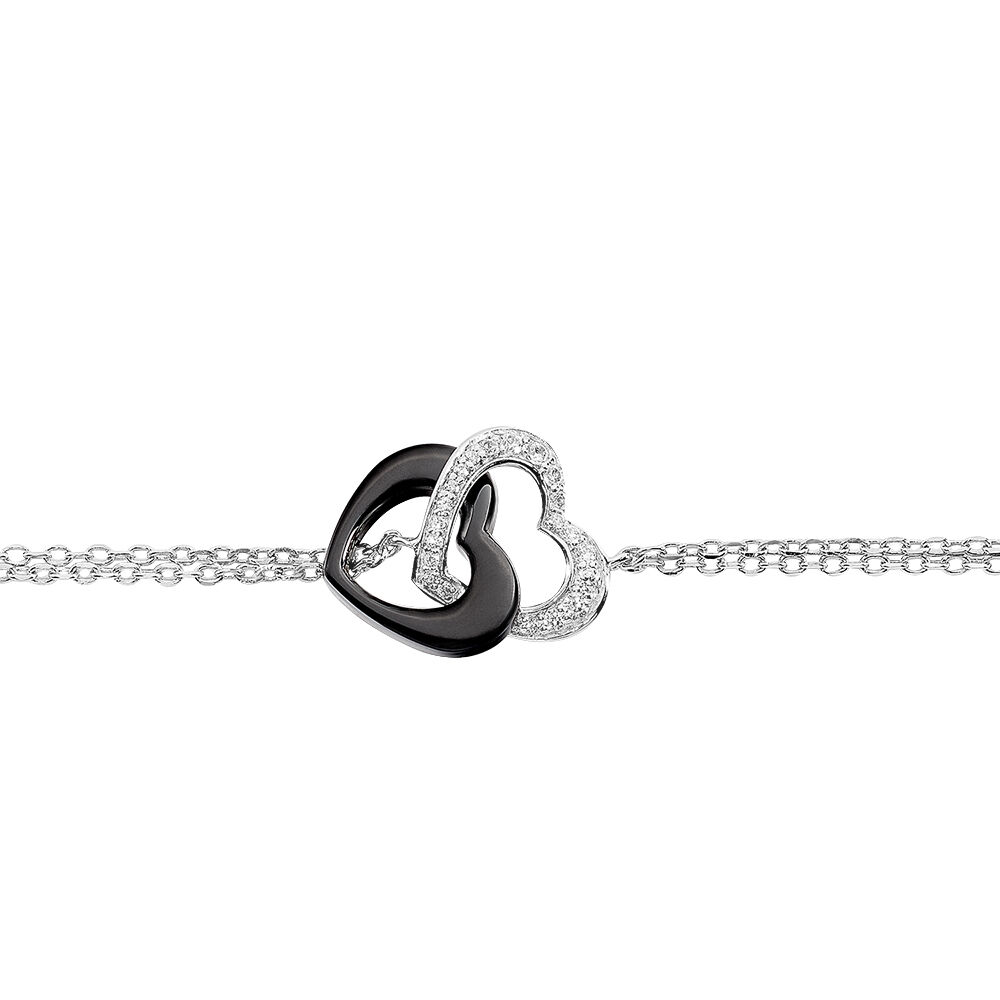 Bracelet Lovea Argent Blanc C&eacute;ramique Et Oxyde De Zirconium - Bracelets Anneaux Entrelaces Femme | Marc Orian