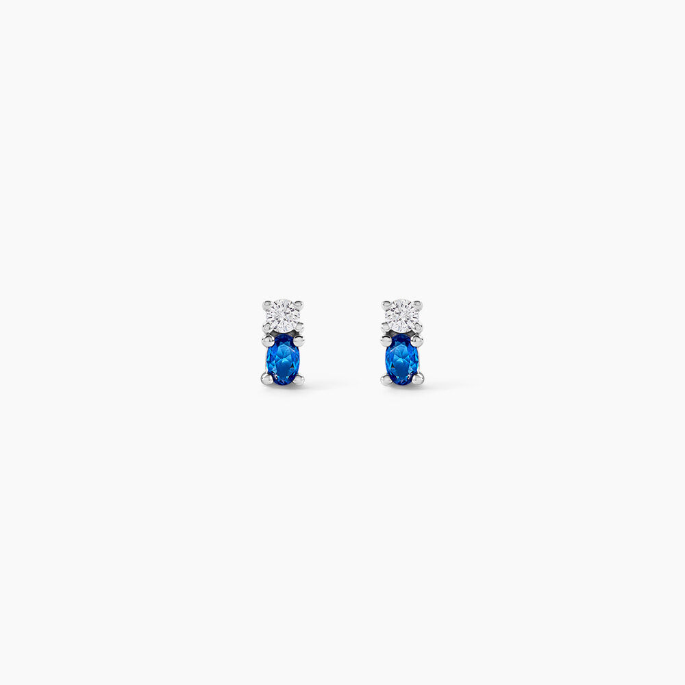 Boucles D'oreilles Puces Argent Blanc Augusts Oxydes De Zirconium - Puces Femme | Marc Orian