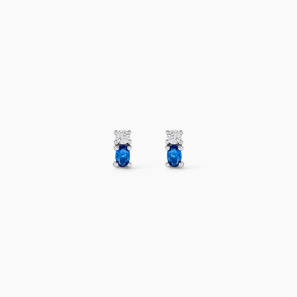 Boucles D'oreilles Puces Argent Blanc Augusts Oxydes De Zirconium - Puces Femme | Marc Orian