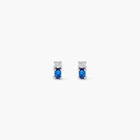 Boucles D'oreilles Puces Argent Blanc Augusts Oxydes De Zirconium - Puces Femme | Marc Orian