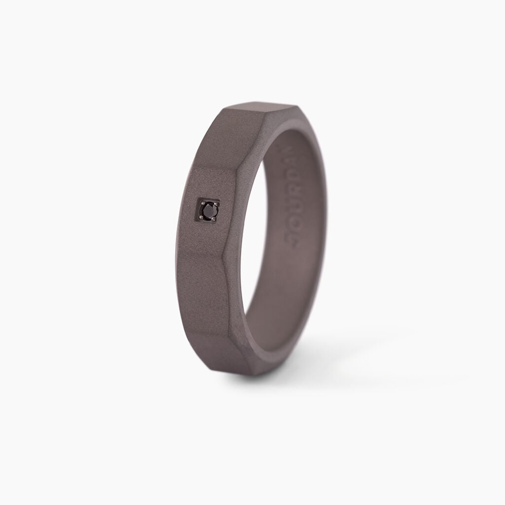 Bague Titane Gris Diamant - Bagues pierres pr&eacute;cieuses Homme | Marc Orian