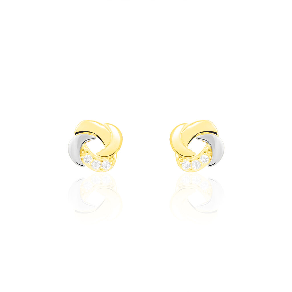 Boucles D'oreilles Puces Eleanor Fleur Or Jaune Oxyde De Zirconium - Clous d'oreilles Femme | Marc Orian