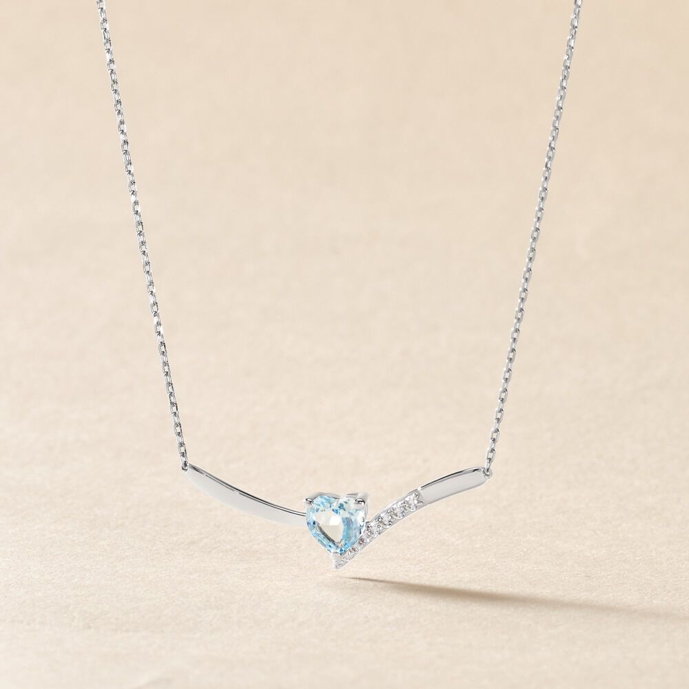 Collier Eva Or Blanc Topaze Et Oxyde De Zirconium - Colliers avec pierres Femme | Marc Orian