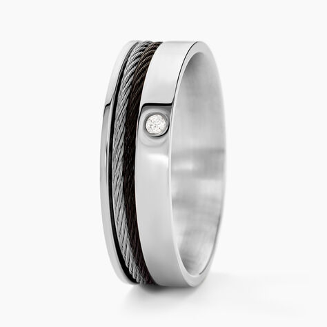 Bague Madine Acier Blanc Diamant - Bagues pierres précieuses Homme | Marc Orian