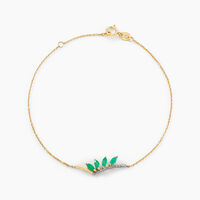 Bracelet Navette Or Jaune Emeraude Diamant