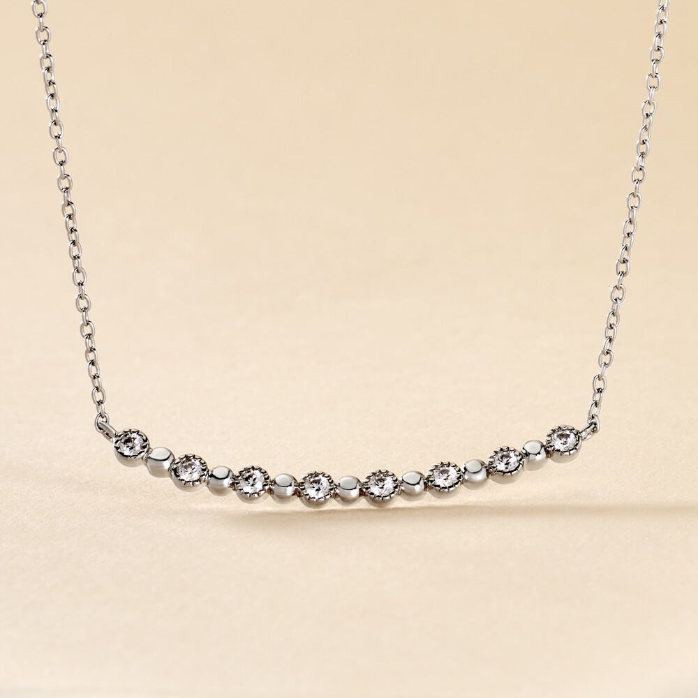Collier Tammie Argent Blanc Oxyde De Zirconium - Colliers avec pierres Femme | Marc Orian