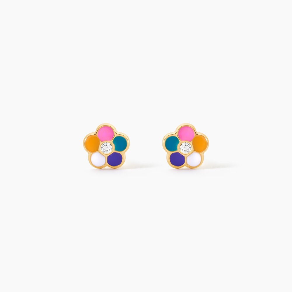 Boucles D'Oreilles Puces Caly Or Jaune Oxyde De Zirconium - Puces Enfant | Marc Orian