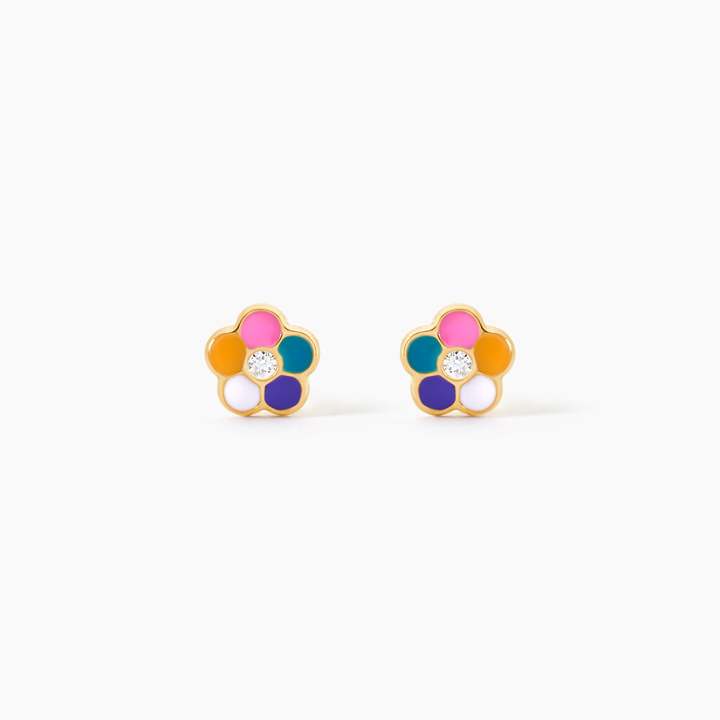Boucles D'Oreilles Puces Caly Or Jaune Oxyde De Zirconium - Puces Enfant | Marc Orian