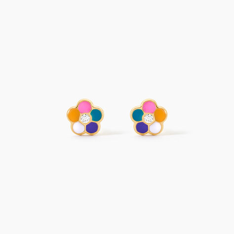 Boucles D'Oreilles Puces Caly Or Jaune Oxyde De Zirconium - Puces Enfant | Marc Orian