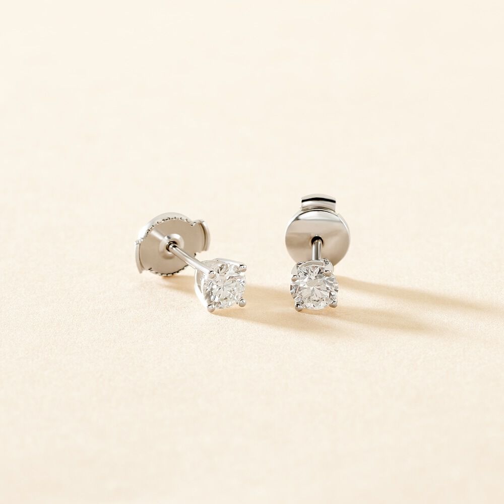 Boucles D'oreilles Puces Aphrodite Or Blanc Diamant - Puces Homme | Marc Orian