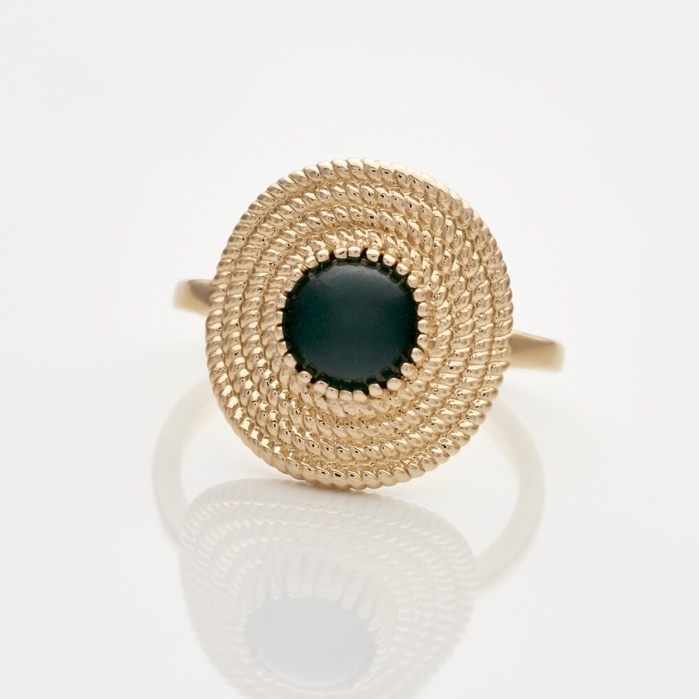 Bague Plaqué Or Ilia Ronde Perle Pierre Verte - Bagues de promesse Femme | Marc Orian
