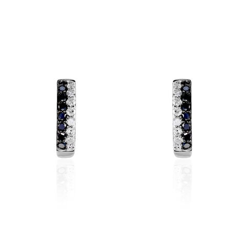 Boucles D'oreilles Puces Demi Lune Or Blanc Diamant - Puces Femme | Marc Orian