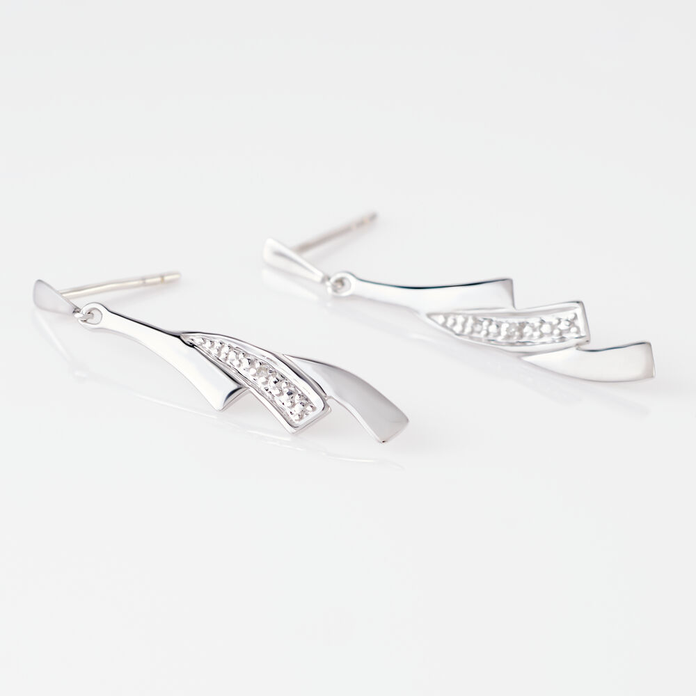 Boucles D'oreilles Pendantes Ainhoa Or Blanc Diamant - Pendantes Femme | Marc Orian