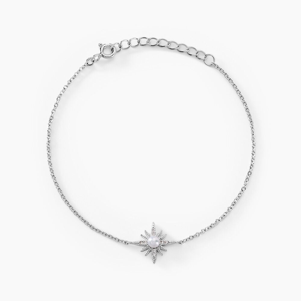 Bracelet Clementia Argent Blanc Perle De Culture Oxyde De Zirconium - Bracelets chaînes Femme | Marc Orian