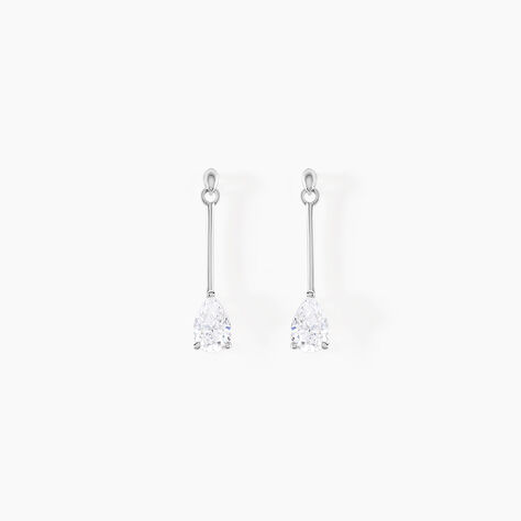 Boucles D'oreilles Pendantes Goutte Or Blanc Oxyde De Zirconium - Pendantes Femme | Marc Orian