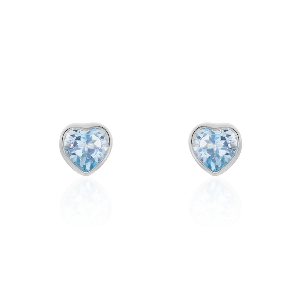 Boucles D'oreilles Puces Klodina Or Blanc Topaze - Puces Femme | Marc Orian