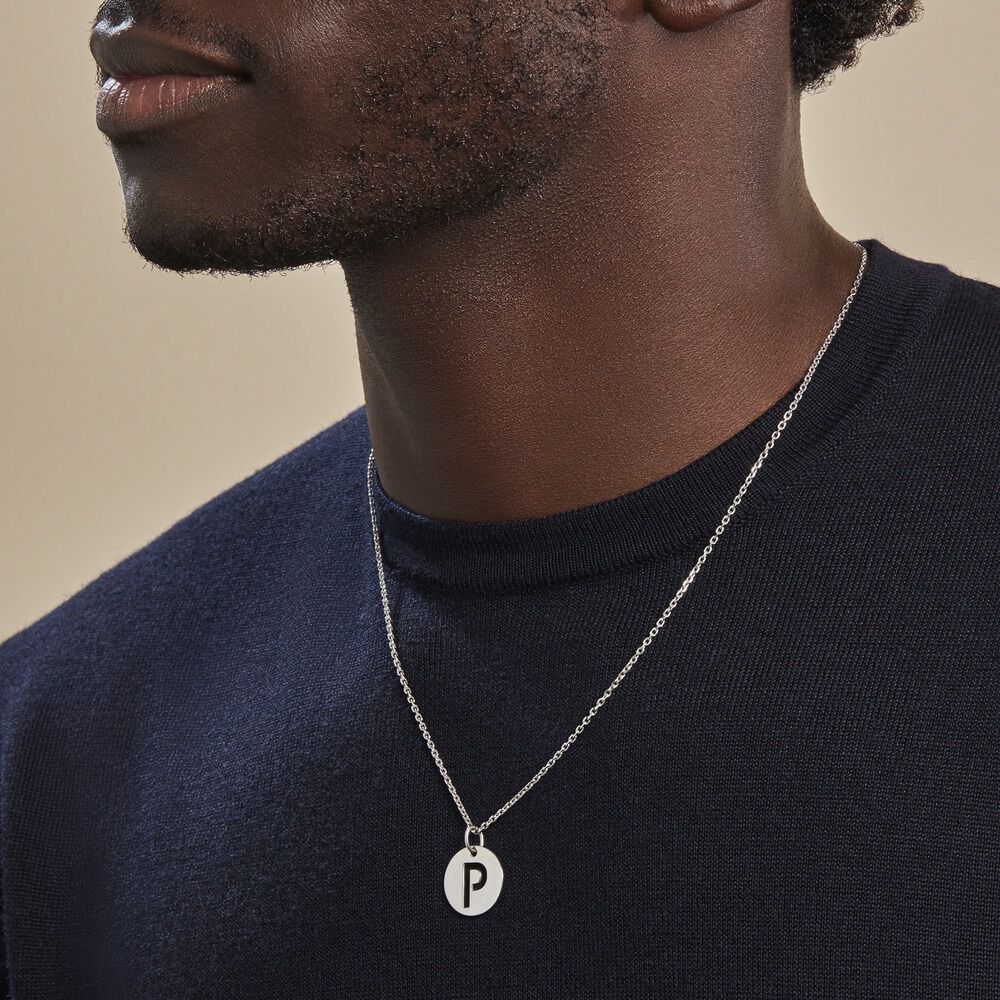 Pendentif Elio P Argent Blanc - Pendentifs Famille | Marc Orian