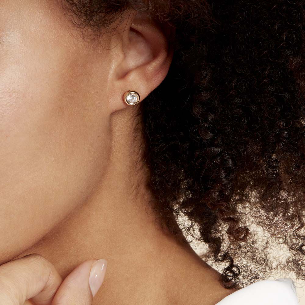 Boucles D'oreilles Puces Eden Serti Pneu Or Jaune Oxyde De Zirconium - Puces Femme | Marc Orian