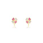 Boucles D'oreilles Puces Trefle Email Or Jaune - Puces Enfant | Marc Orian