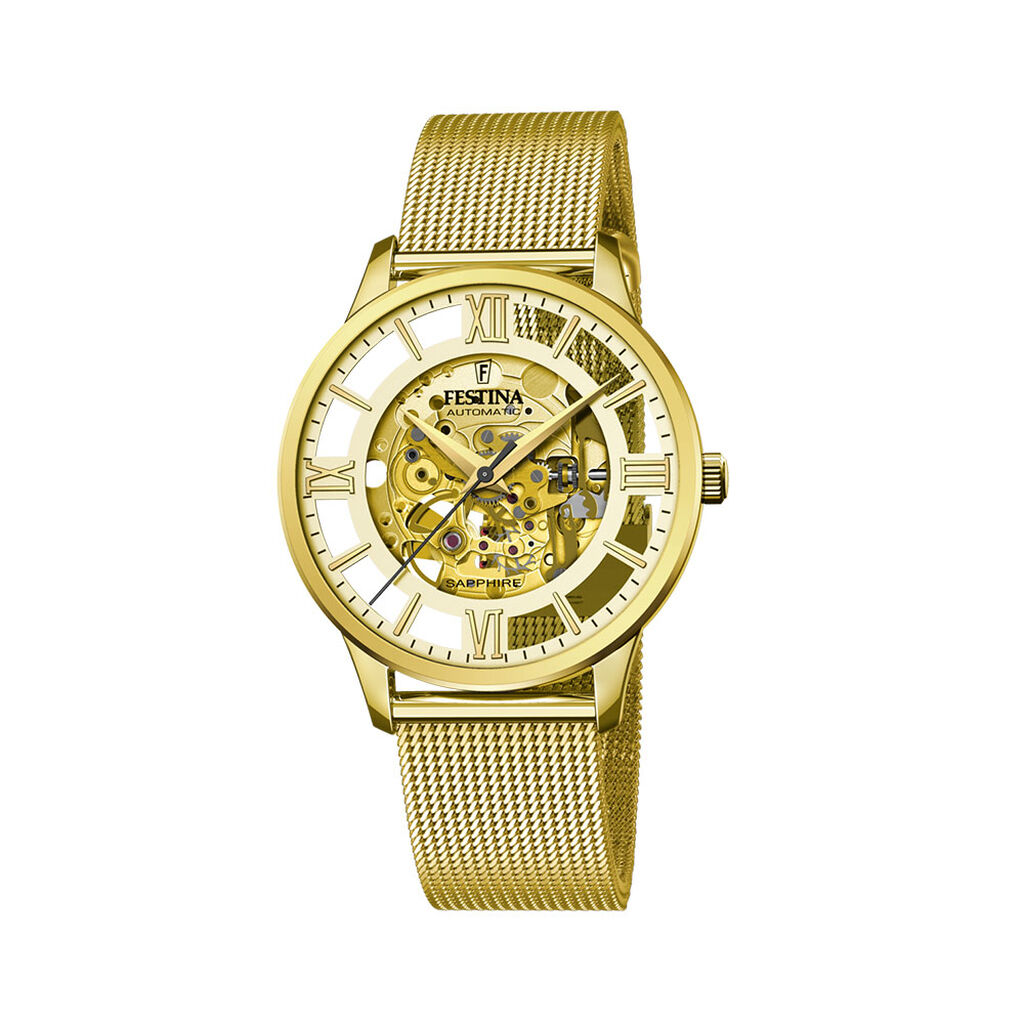 Montre Festina Squelette Dor&eacute; - Montres automatiques Homme | Marc Orian