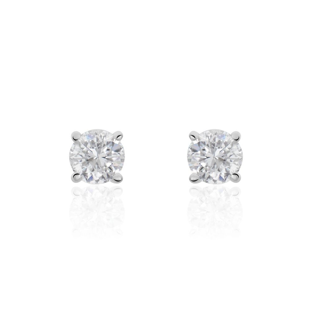 Boucles D'oreilles Puces Aphrodite Or Blanc Diamant - Puces Famille | Marc Orian