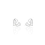 Boucles D'oreilles Puces Daria C&oelig;ur Or Blanc Oxyde De Zirconium - Puces Femme | Marc Orian