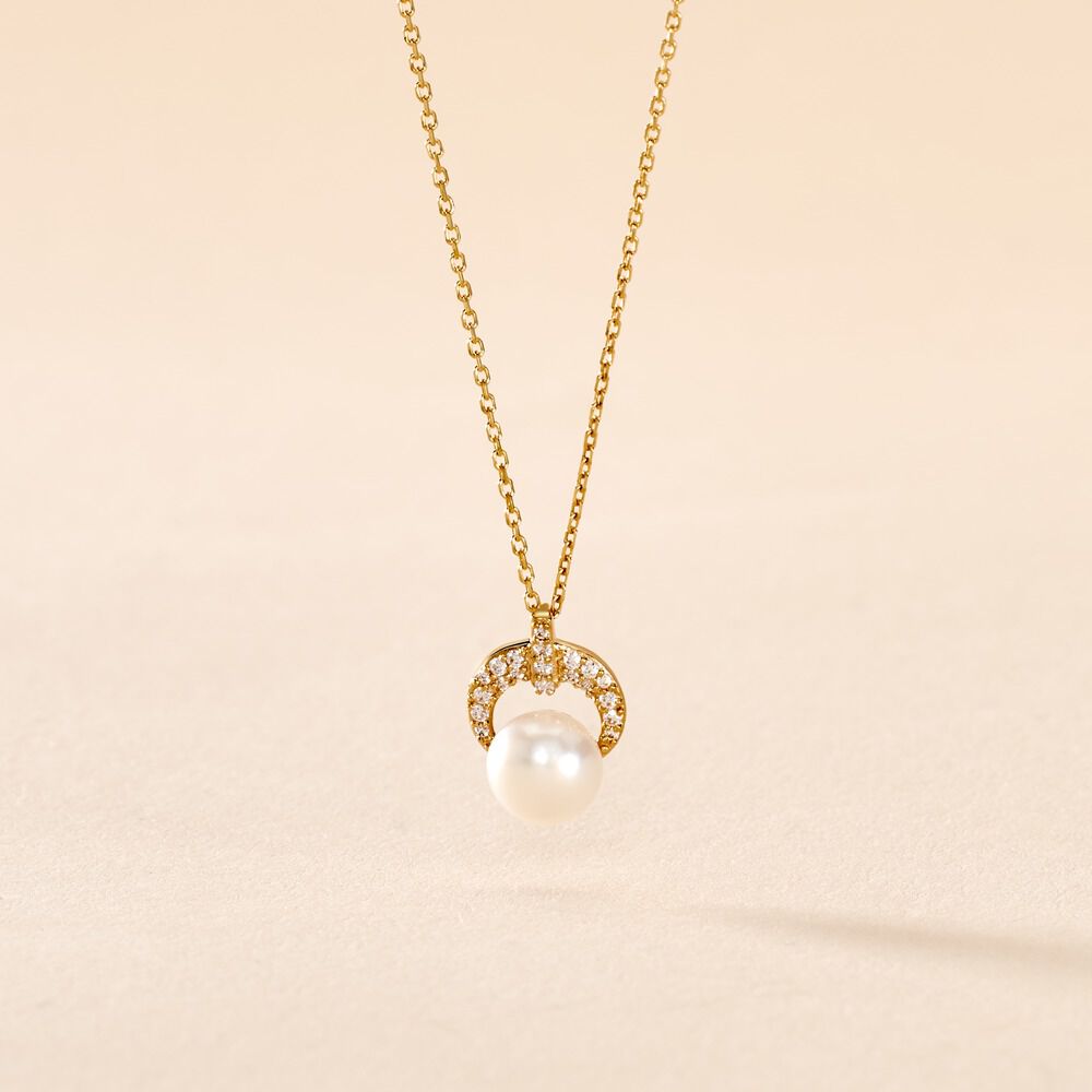 Collier Aloys Or Jaune Perle De Culture Et Oxyde De Zirconium - Colliers avec pierres Femme | Marc Orian