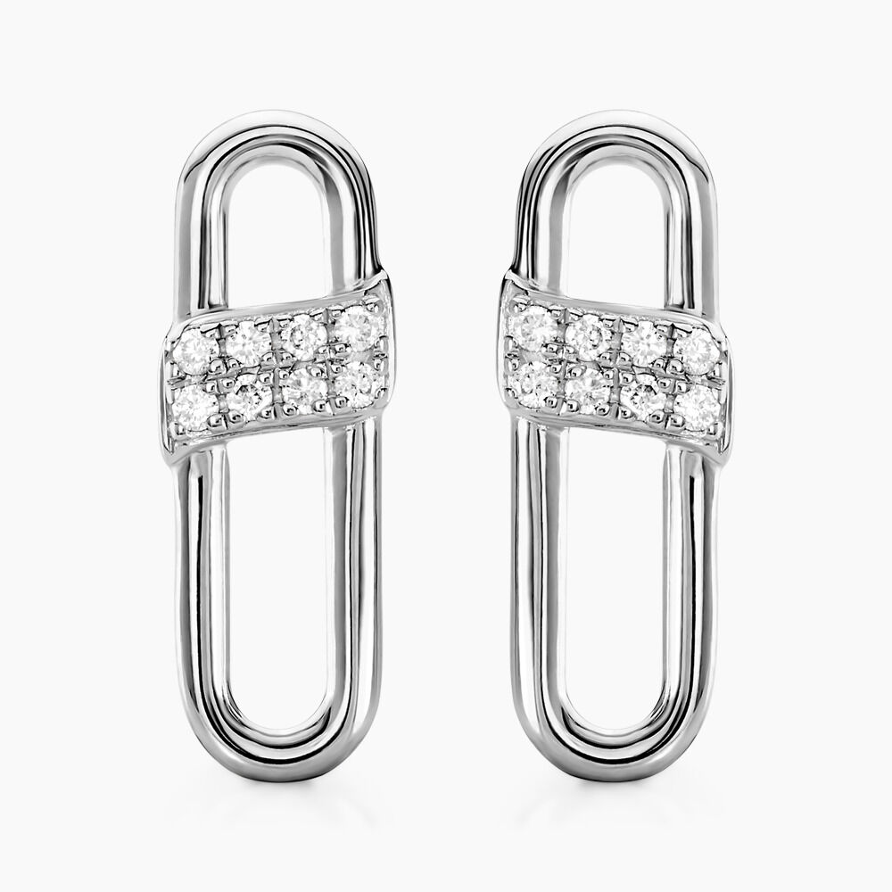 Boucles D'oreilles Puces Olimpia Argent Blanc Diamant Synth&eacute;tique - Puces Femme | Marc Orian