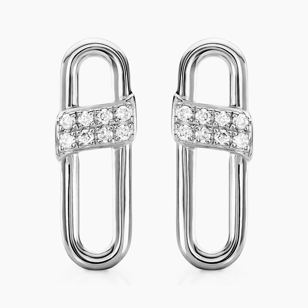 Boucles D'oreilles Puces Olimpia Argent Blanc Diamant Synth&eacute;tique - Puces Femme | Marc Orian