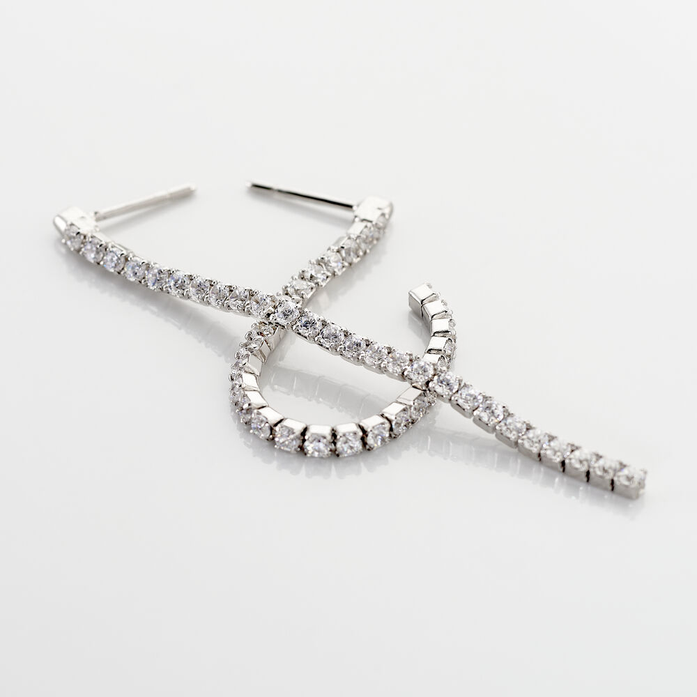 Boucles D'oreilles Pendantes Lou-anne Argent Blanc Oxyde De Zirconium - Pendantes Femme | Marc Orian