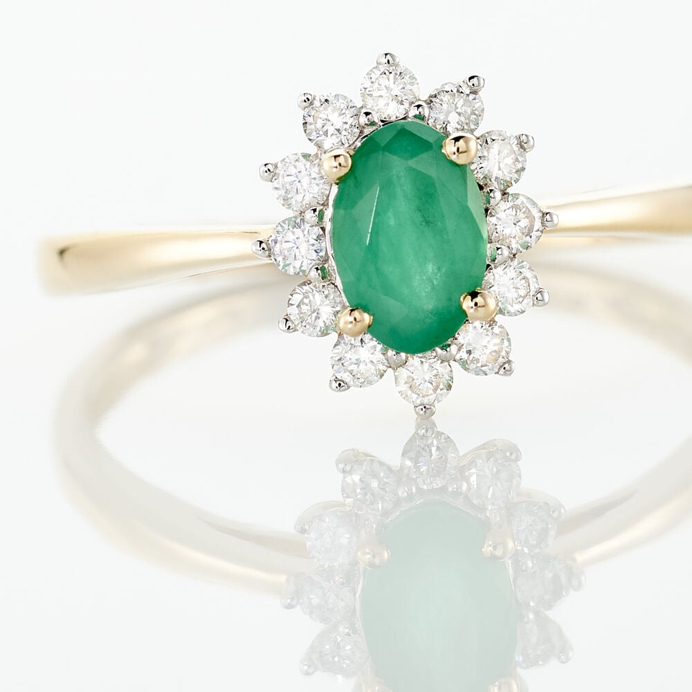 Bague Or Jaune Emeraude Diamants - Bagues vintage Femme | Marc Orian