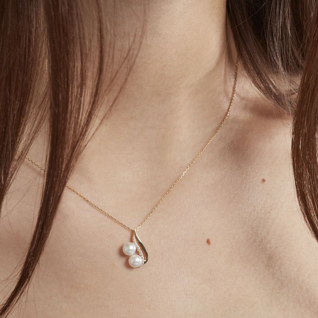Collier Loeva Or Jaune Perle De Culture Et Oxyde De Zirconium - Colliers Femme | Marc Orian