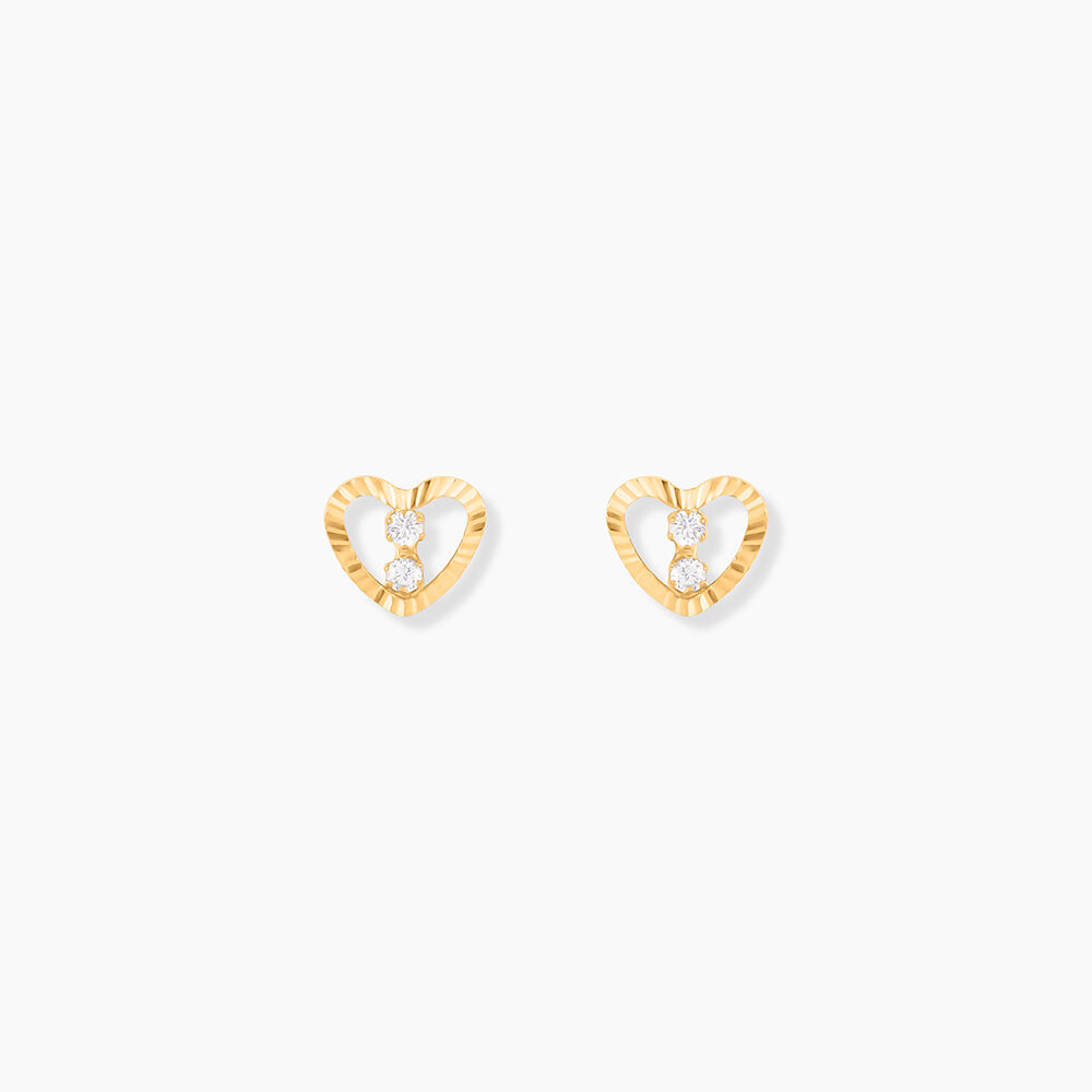 Boucles D'oreilles Puces Daria C&oelig;ur 6 Or Jaune Oxyde - Puces Femme | Marc Orian