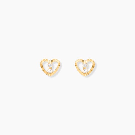 Boucles D'oreilles Puces Daria C&oelig;ur 6 Or Jaune Oxyde - Puces Femme | Marc Orian