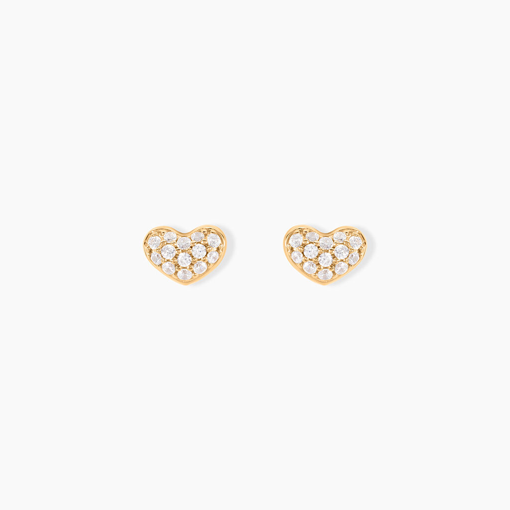 Boucles D'oreilles Puces Janice Plaqu&eacute; Or Jaune Oxyde De Zirconium - Puces Femme | Marc Orian