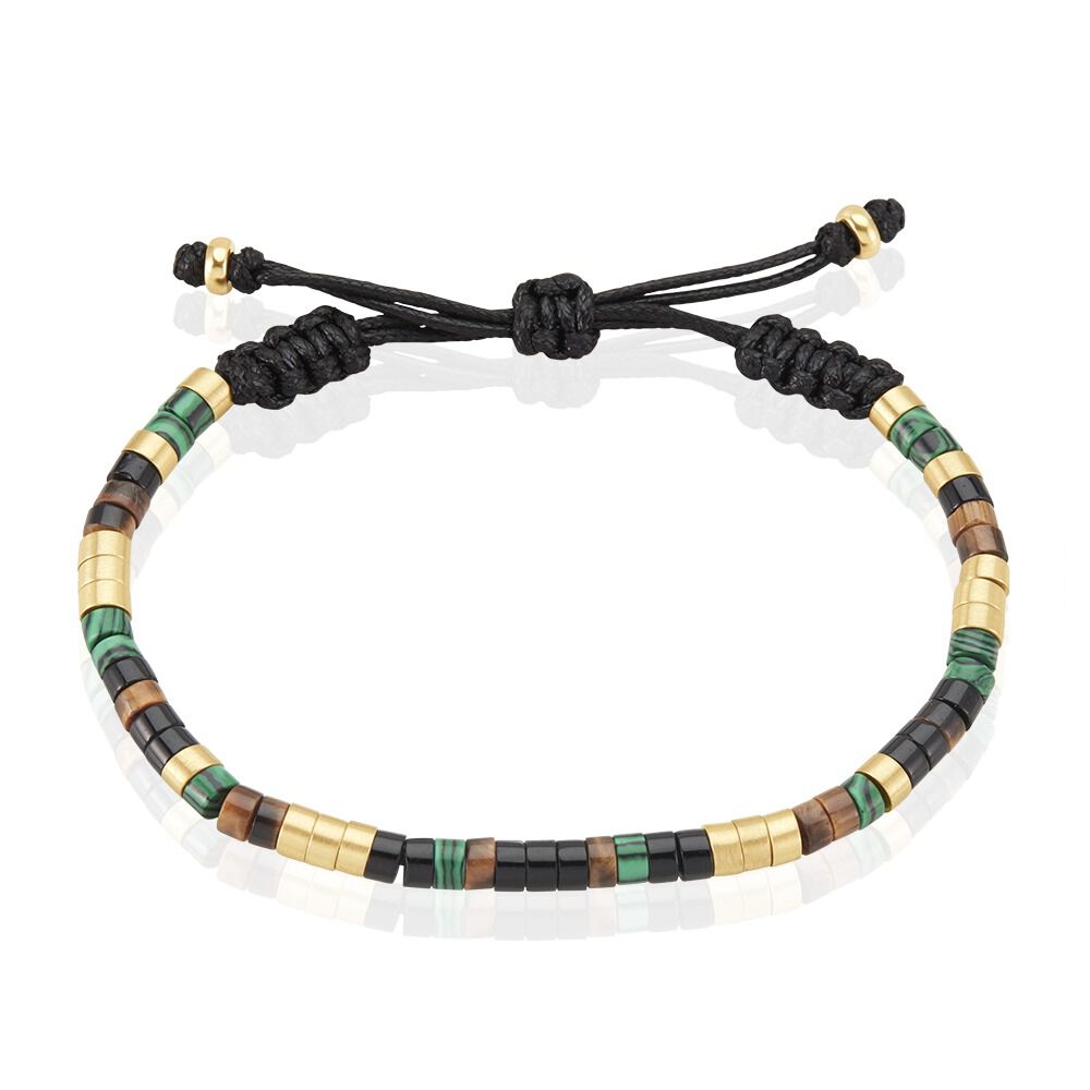 Bracelet Phebus Him Acier Dor&eacute; Pierres Synthetiques - Bracelets cordons Homme | Marc Orian