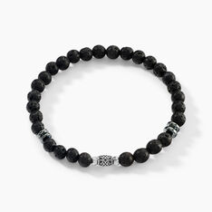 Bracelet Acier Hugueso Agates Noires - Bracelets chaînes Homme | Marc Orian