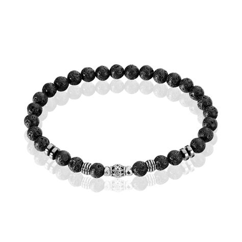 Bracelet Acier Hugueso Agates Noires - Bracelets chaînes Homme | Marc Orian