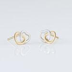 Boucles D'oreilles Puces Anne-maudae Double Coeurs Or Bicolore - Puces Femme | Marc Orian