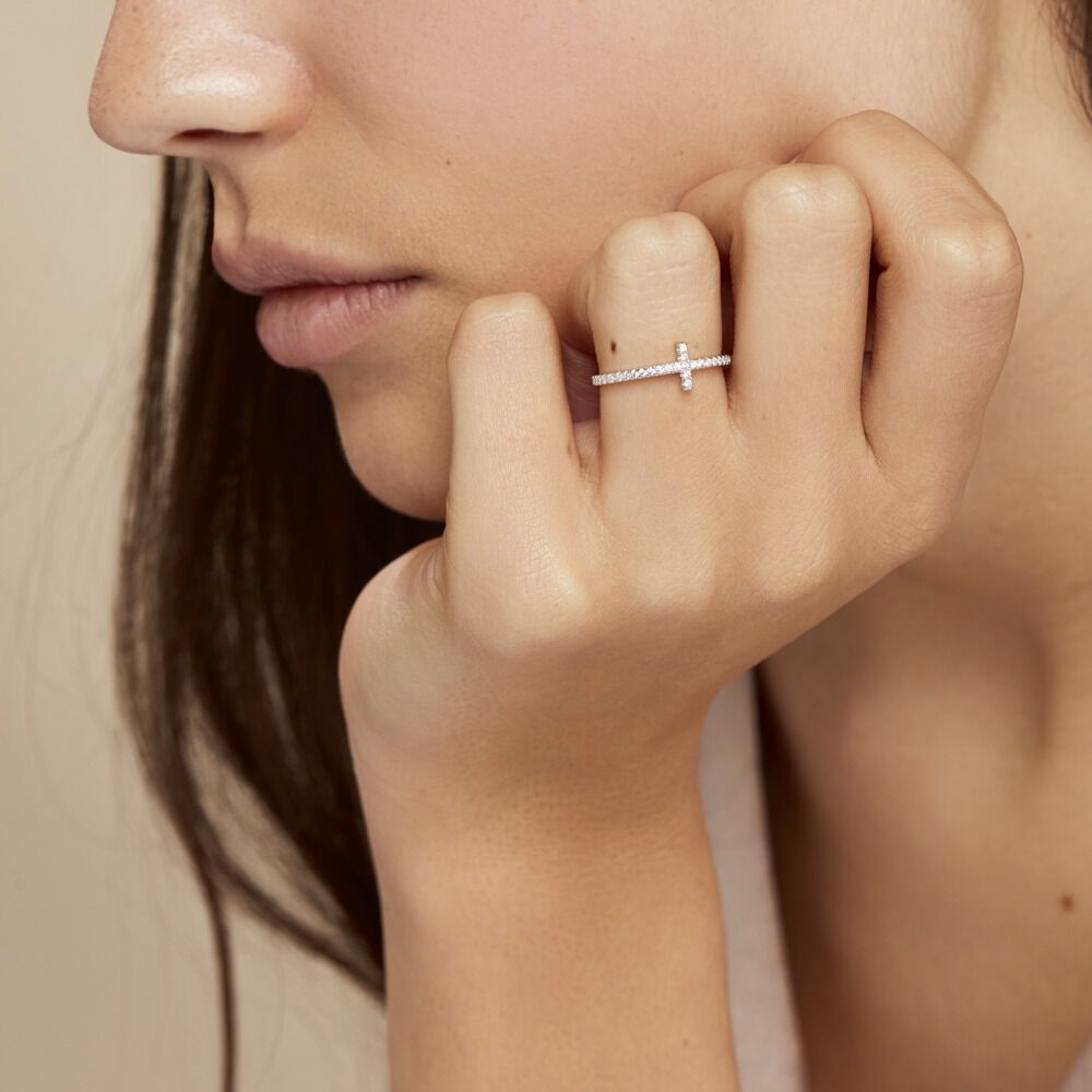 Bague Biche Argent Blanc Oxyde De Zirconium - Bagues avec pierre Femme | Marc Orian