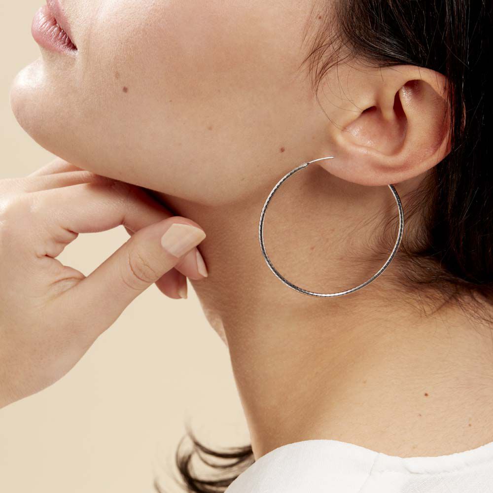 Créoles Argent Blanc Agathe - Créoles Femme | Marc Orian